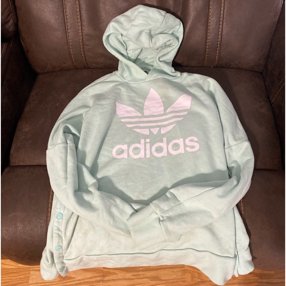 Mint green adidas hoodie, size M